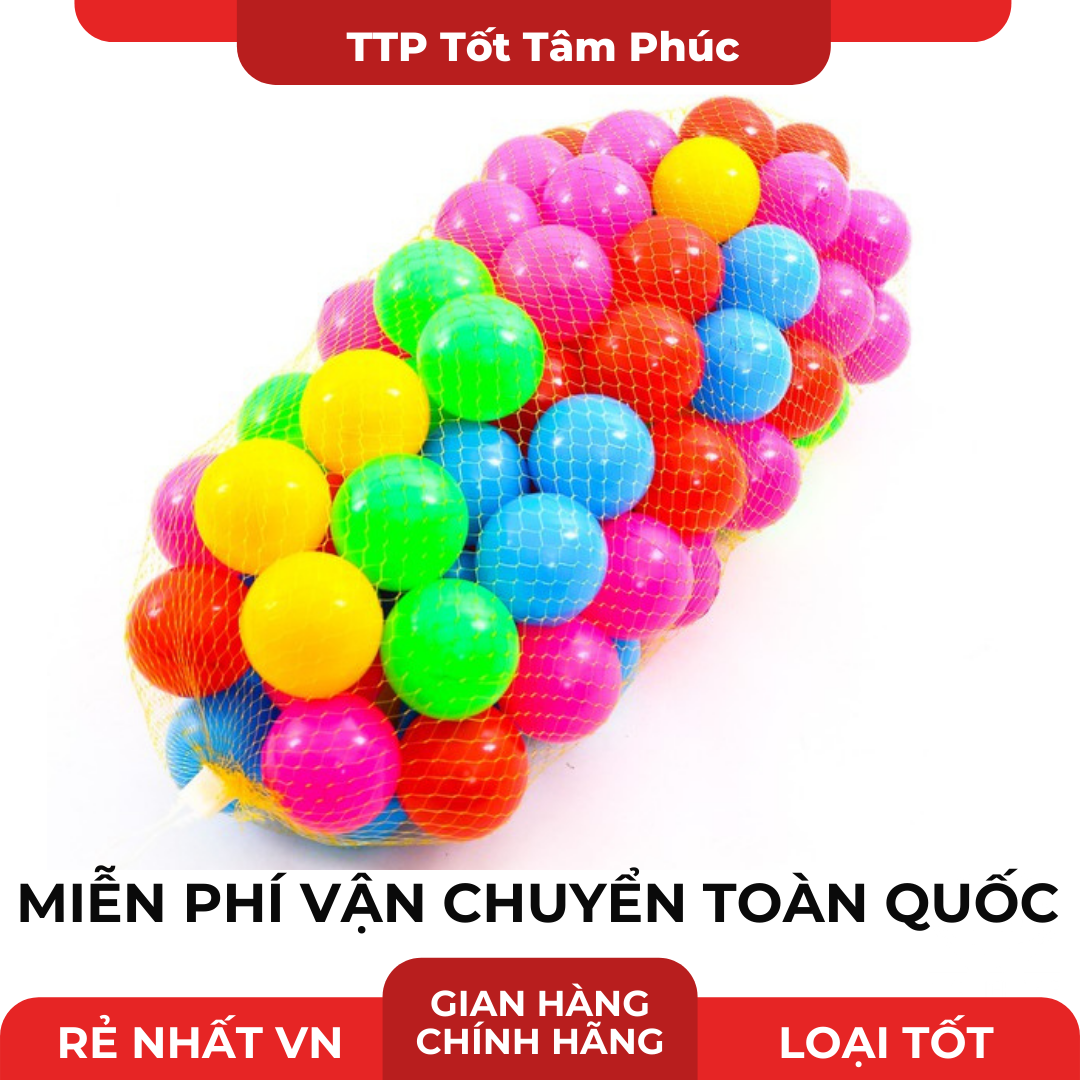 Nhà Banh Cho Bé - Combo 100 quả bóng nhựa mềm nhiều màu chất liệu an toàn thân thiện cho bé cho bé thỏa sức vui chơi - Được phân phối giá tốt bởi TTP
