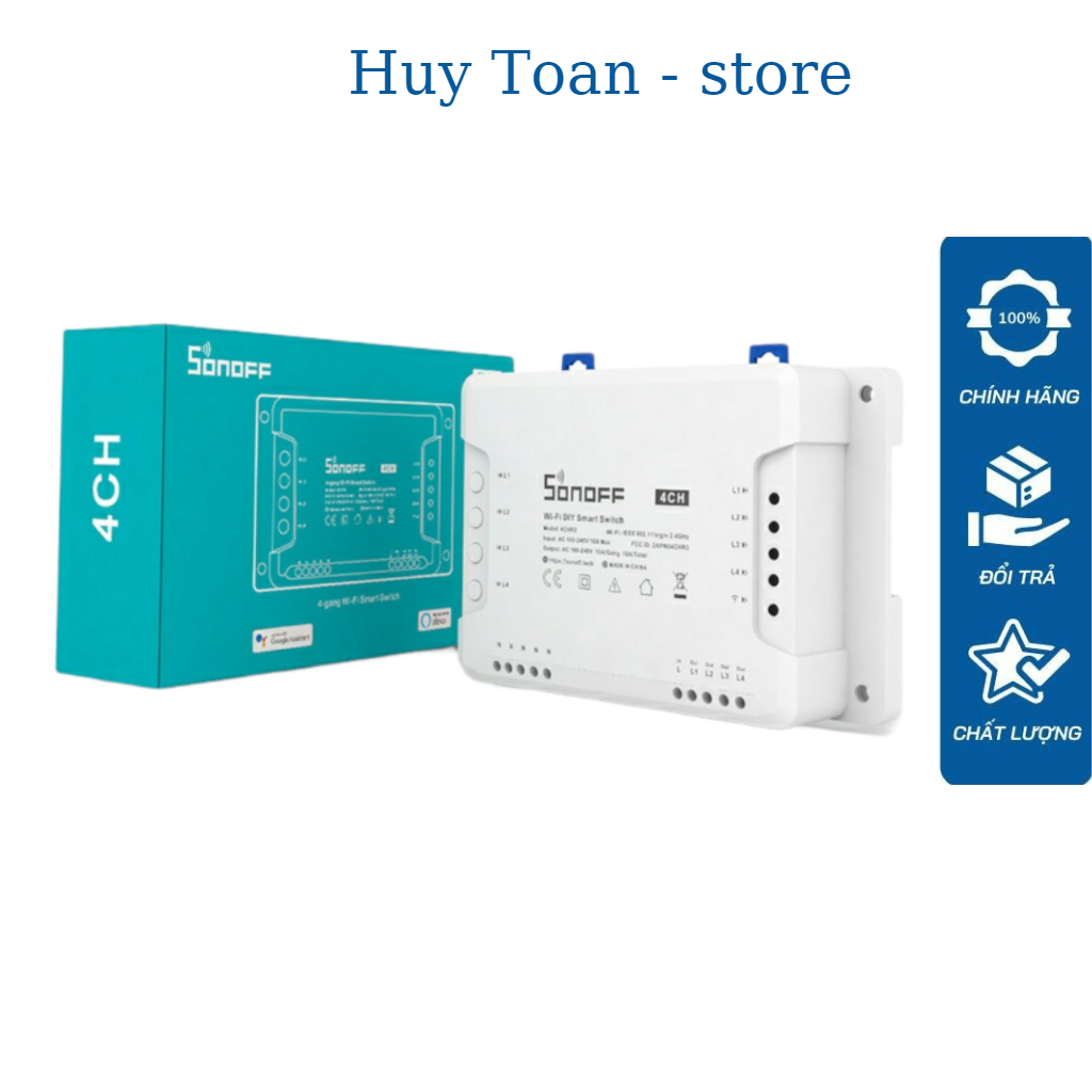 Công tắc điều khiển từ xa Sonoff 4CH R2 bằng điện thoại thông minh qua sóng wifi