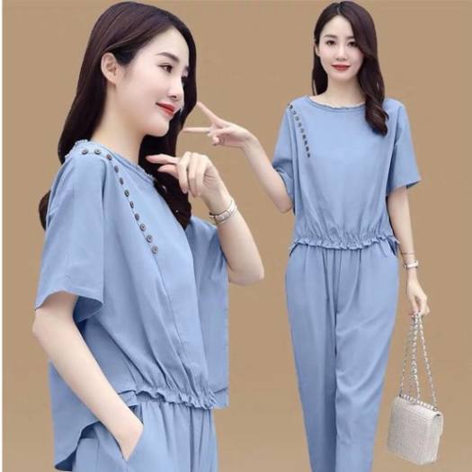 Bộ lửng vải đũi mềm mặc nhà, thời trang phong cách hàn quốc