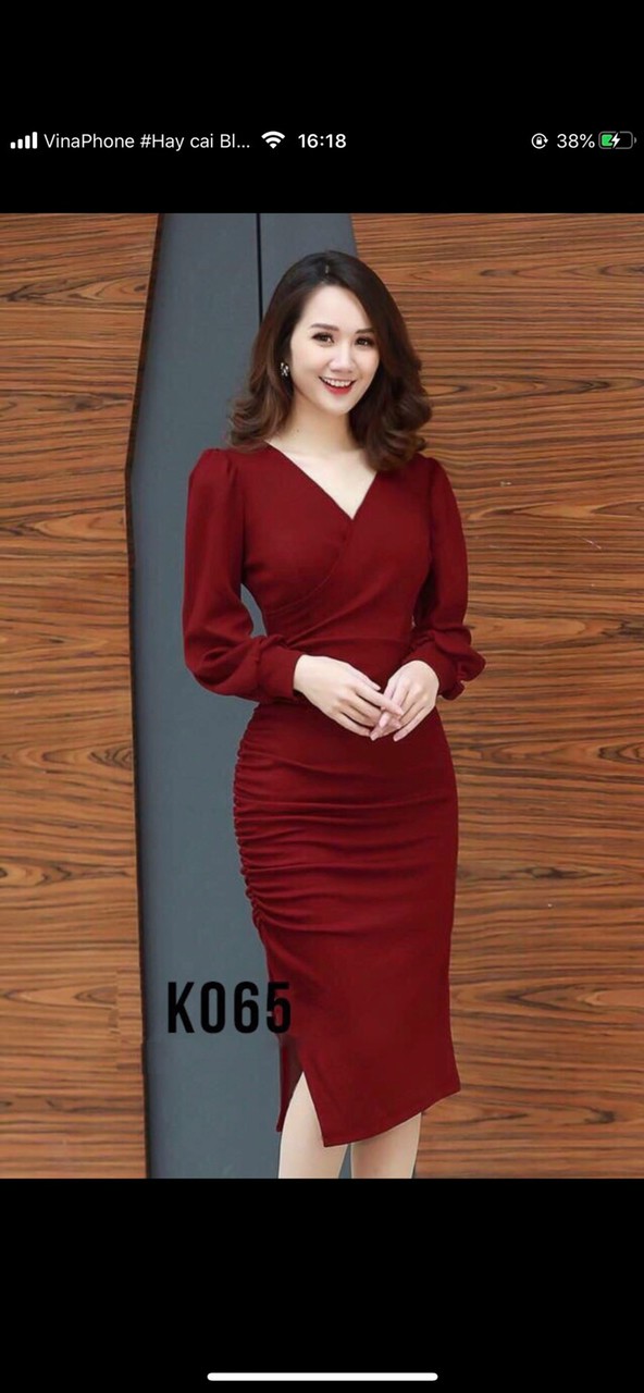 ]đầm nữ thiết kế dự tiệc sang trọng quý phái chất liệu umi cổ tim tay dài ttt dxx35