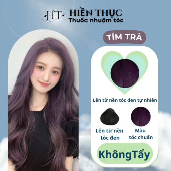 Thuốc nhuộm tóc màu Tím Trà tặng kèm dụng cụ nhuộm | Thuốc nhuộm tóc Hiền Thục