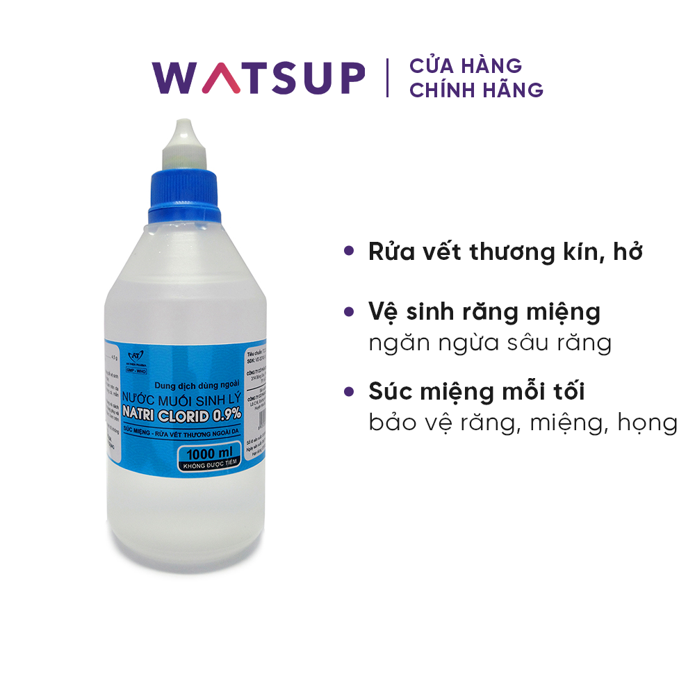 Nước muối sinh lý an thiên natri clorid 0.9% chai 1 lít