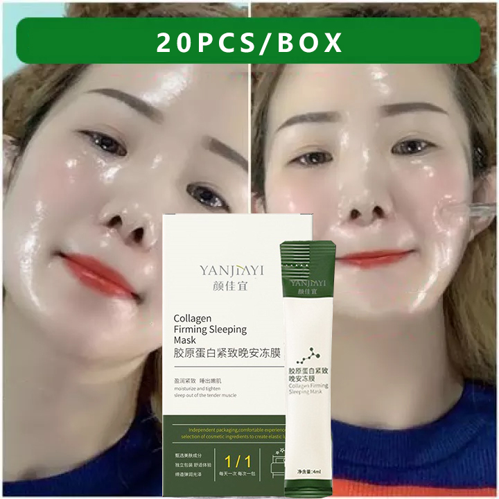 Gambar sleeping mask masker face glowing serum for face Collagen Firming Good Night Anti wrinkle Moisturizing Moisturizing Jelly Mask Disposable Sleeping Mask 20 pieces lift and tighten anti wrinkle anti aging Shrink pores night wash off sleep jelly mask