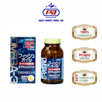 Viên Uống Dầu Cá Omega-3 Bổ Mắt, Hỗ Trợ Tim Mạch, Bổ Não Orihiro Nhật Bản 180 Viên