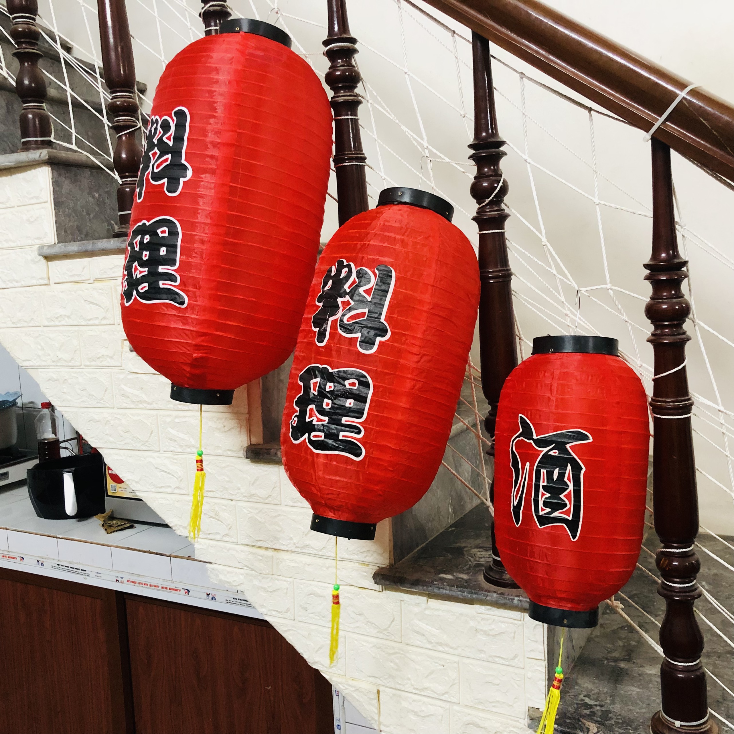 Đèn lồng vải trụ in chữ kiểu nhật bản - trang trí quán, lễ hội
