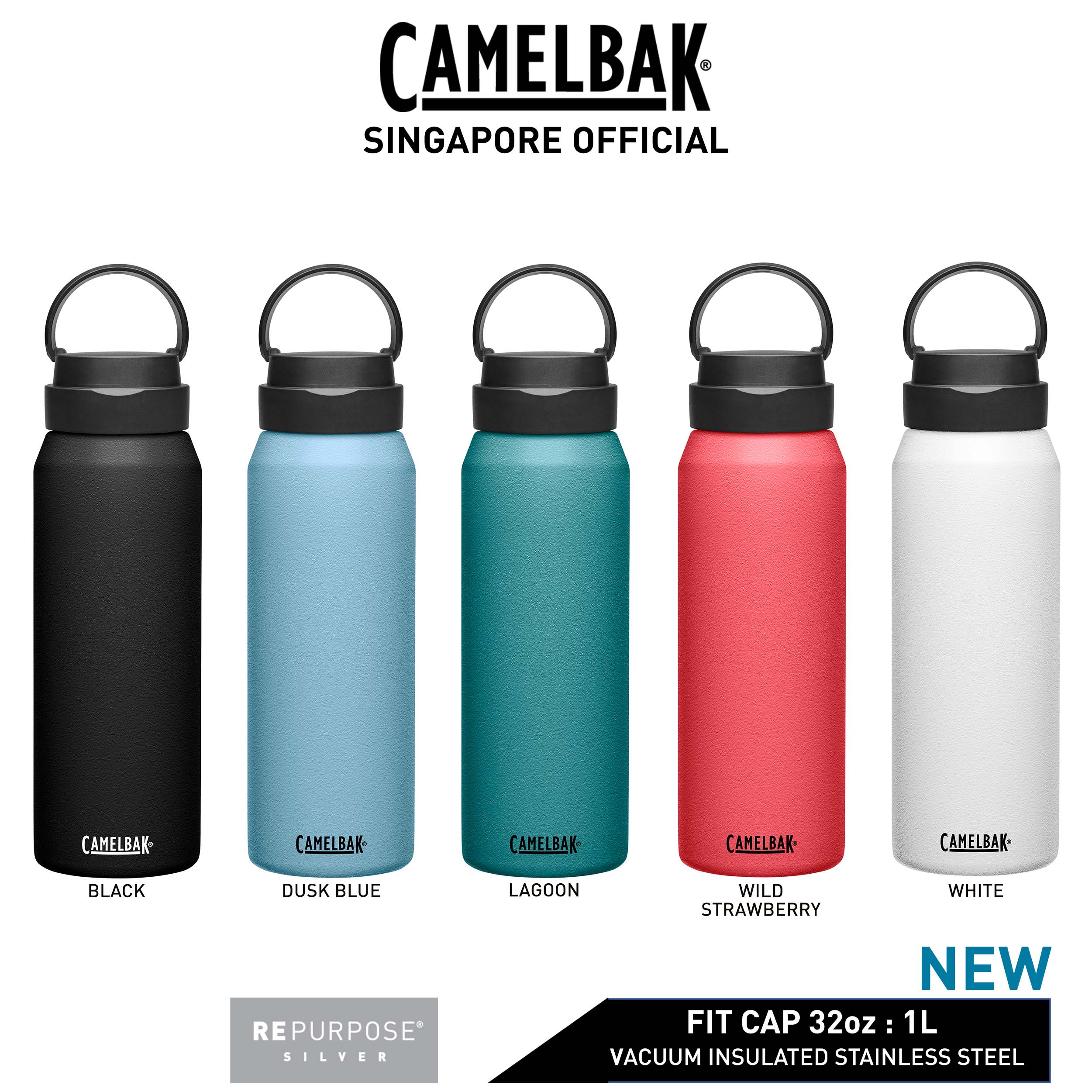 CamelBak Fit Cap Stainless Steel 32 oz. Water Bottle, Dusk Blue