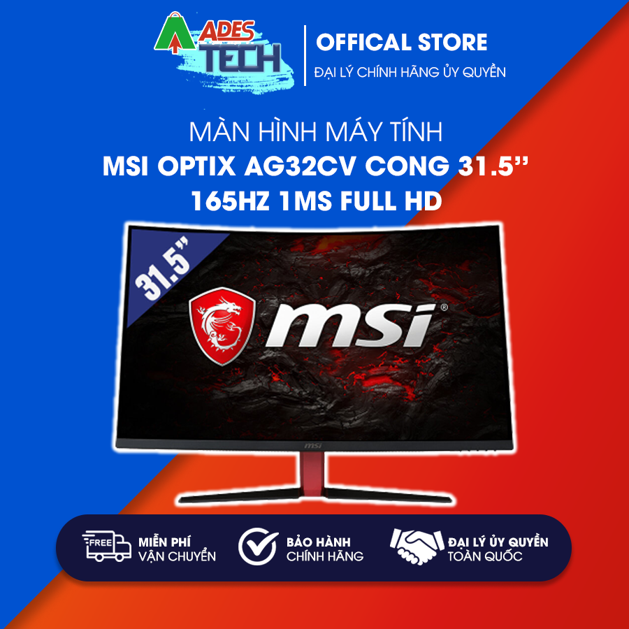 Màn hình máy tính msi optix ag32cv cong 31.5'' 165hz 1ms full hd - bảo hành 36 tháng