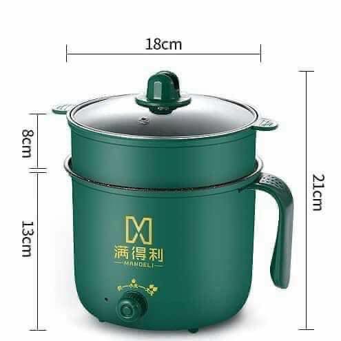 Ca nấu mì siêu tốc, nồi nấu đa năng mini siêu tốc 18cm - Ca điện nấu mì kiêm nồi lẩu mini kiêm nồi nẩu kèm đa năng siêu tiện lợi 1.8L Kèm vỉ hấp trứng, nồi lẩu điện mini, ca mì siêu tốc