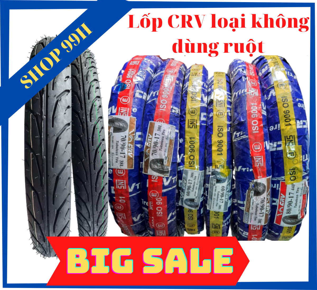 Vỏ crv chính hãng không ruột 60/90, 70/90, 80/90 xe số 17'' và tay ga 14''
