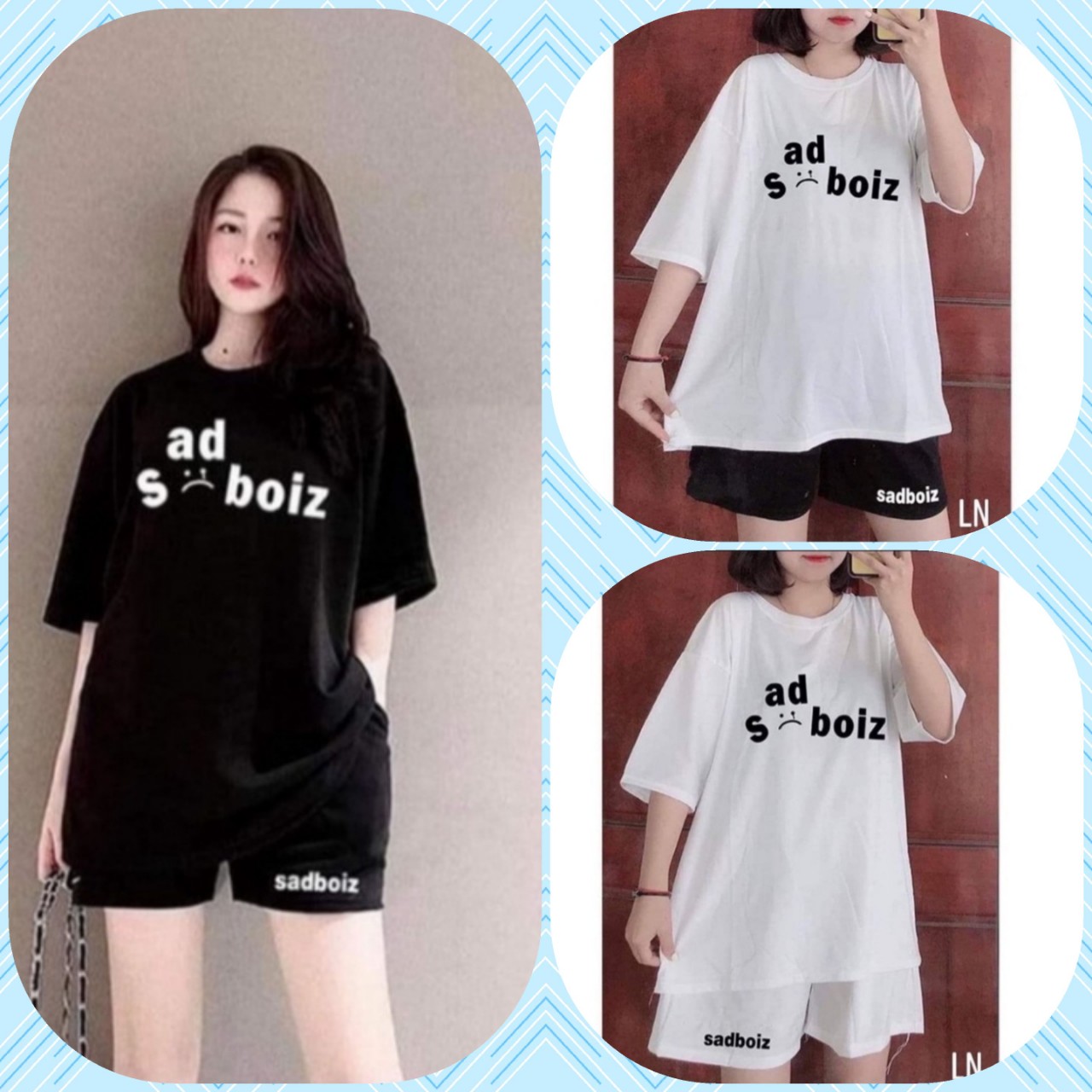 Sét bộ áo thun form rộng + quần short sadboiz năng động, cá tính