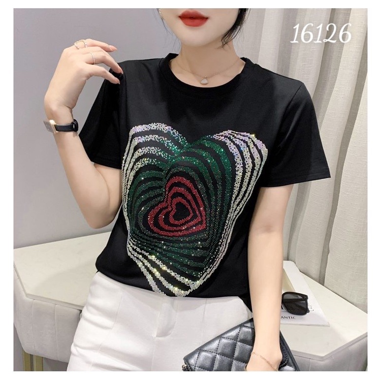 Áo thun big size tim hột "bling bling" 16126