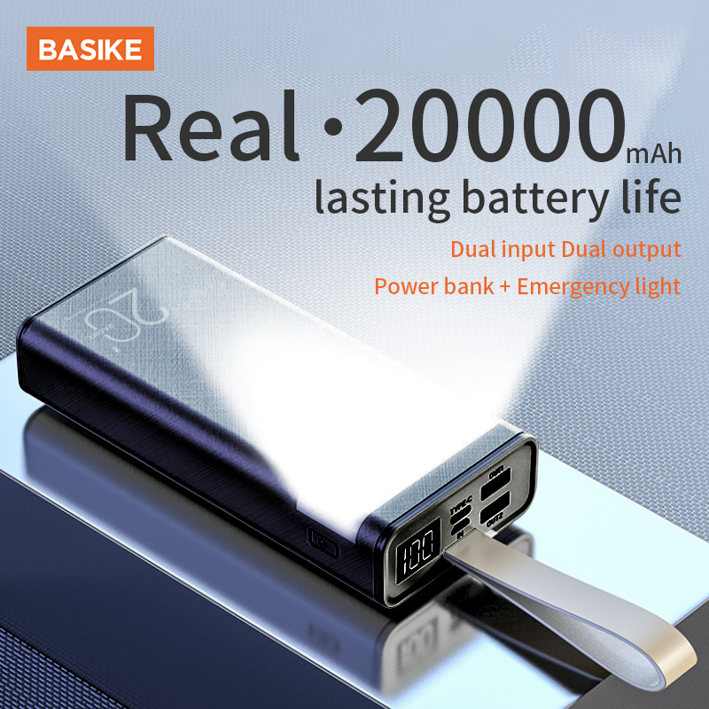 BASIKE Sạc dự phòng 30000mAh Ngân hàng điện 20000mAh Đầu vào kép và đầu ra kép Với đèn năng lượng sá