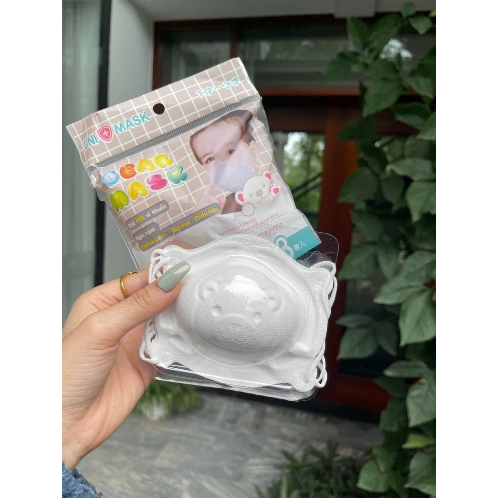 Gói 3 chiếc khẩu trang Gấu Unimask Kids cho bé 0-2 tuổi
