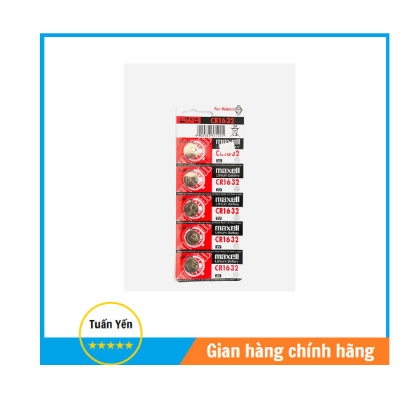 Vỉ 5 viên pin cr1632 maxell lithium made in japan