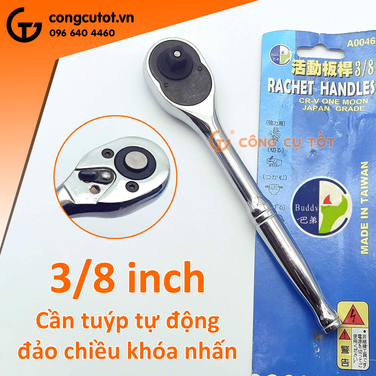 Cần tuýp tự động đảo chiều 3/8 khóa nhấn buddy a0046