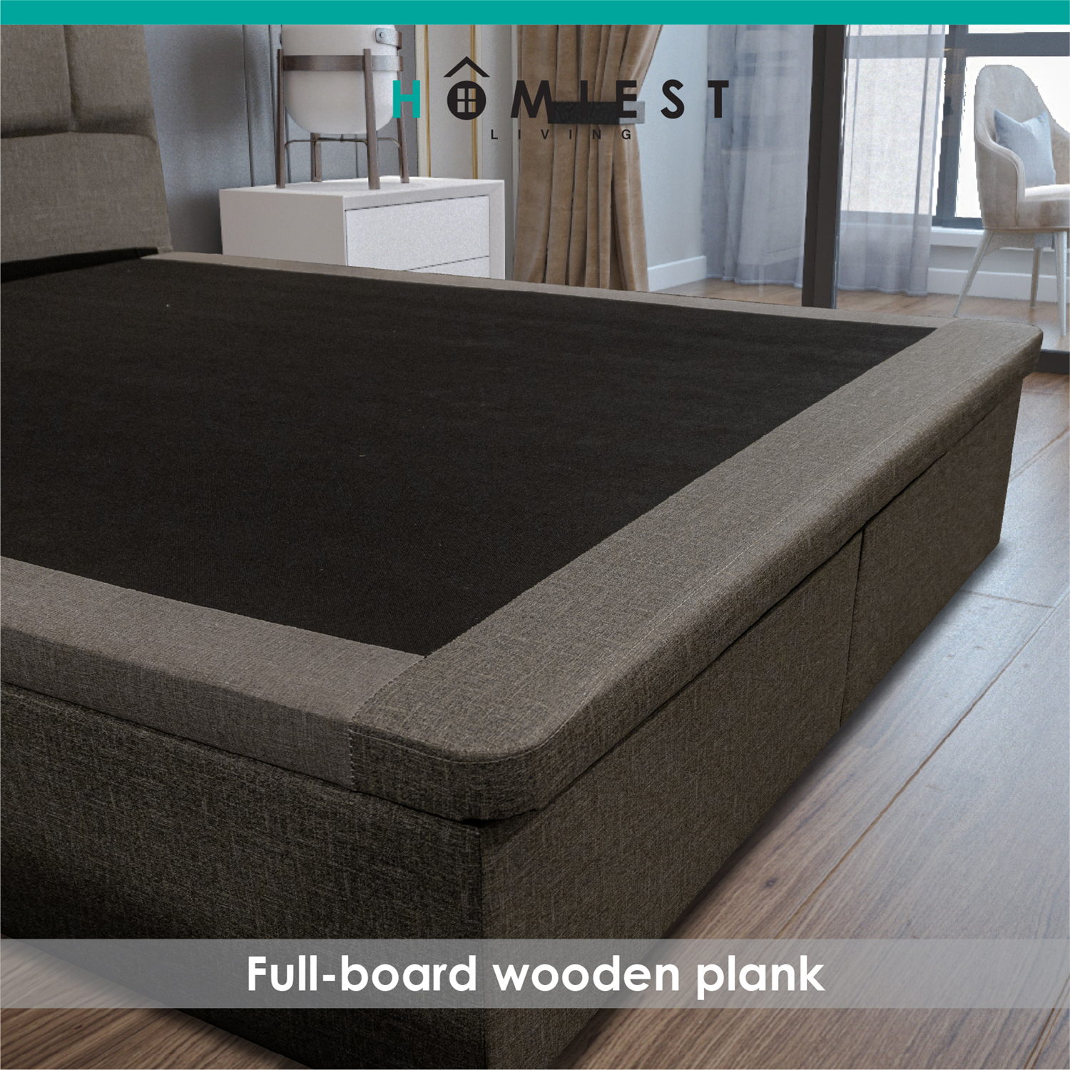 (Free Installation) Homiest / Bedframe / Storage / PU Leather / Single / Super Single / Queen / King / Grey · v2