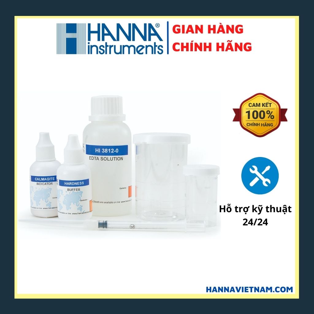 Bộ Dụng Cụ Đo - Test Đo Nhanh Độ Cứng Tổng trong nước Từ 0 Đến 300mg/L CaCO3 Hanna HI3812