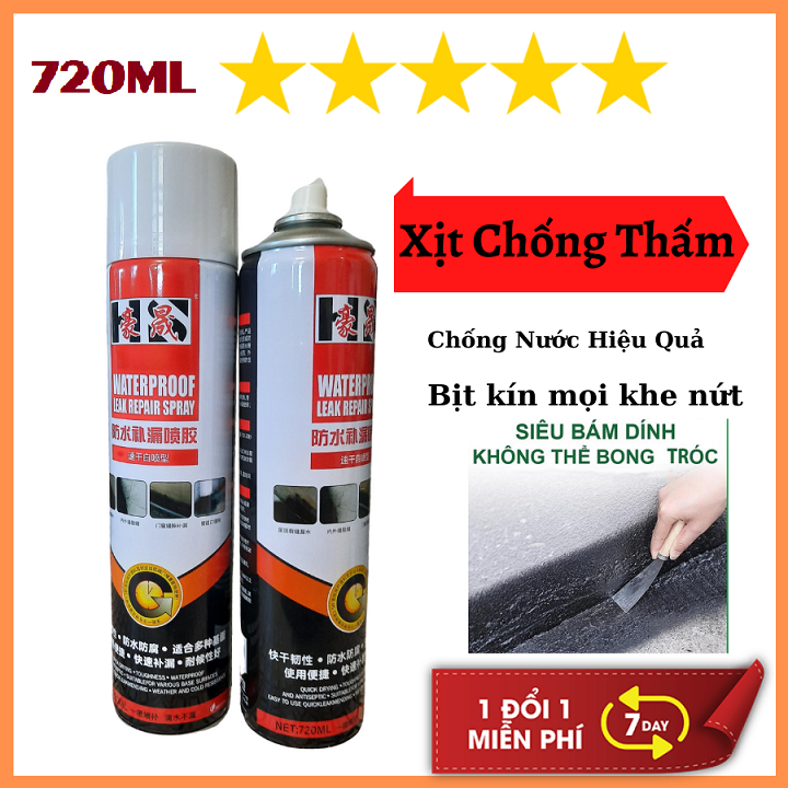 Chai xịt chống thấm, chống dột 720ML - xịt nano chống dột chống thấm - bình xịt chống thấm tường Nhật Bản Bịt kín mọi KHE NỨT , chống thấm TƯỜNG, TRẦN, MÁI NHÀ , SÂN THƯỢNG, NHÀ VỆ SINH, MÁNG SÓI, ...