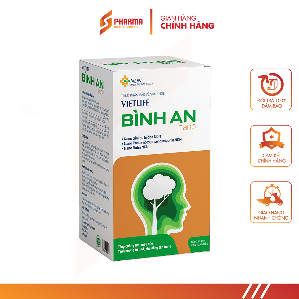 Vietlife Bình An (Hộp 30 viên) - Viên uống nano dược liệu An nãp Bình tâm Hoạt huyết