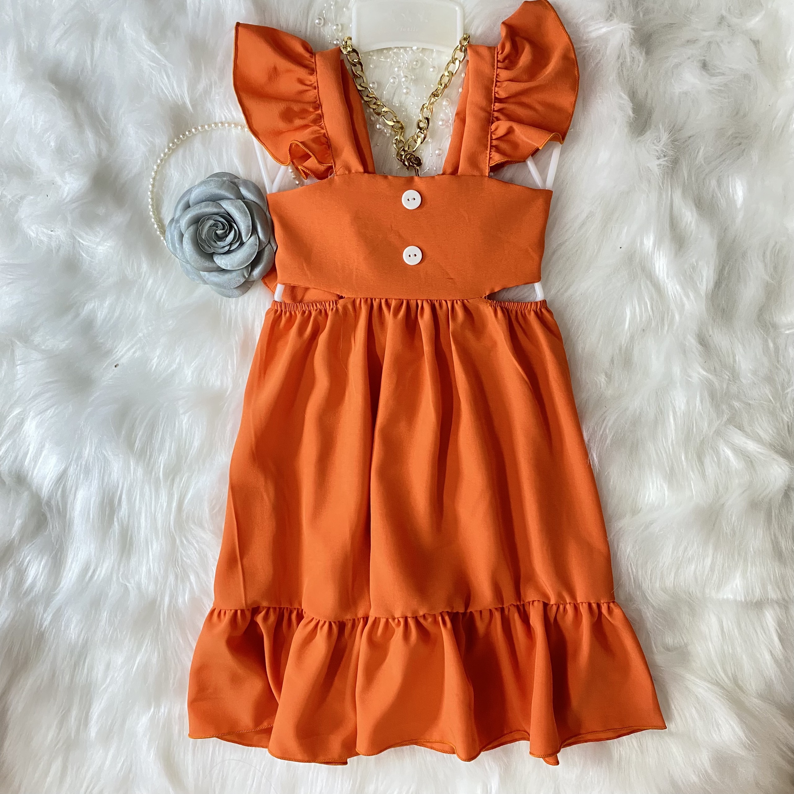 Váy bé gái 3 tầng Cam 8-23kg Angel Baby Thời Trang Thiết Kế