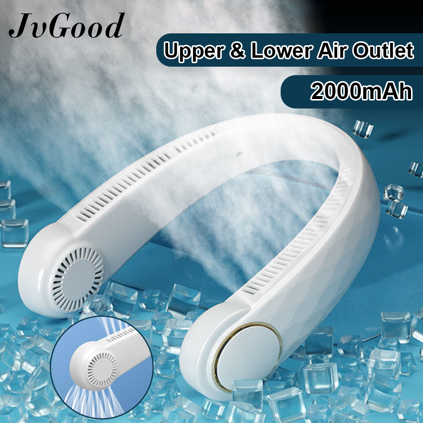 Jvgood quạt đeo cổ di động quạt không cánh rảnh tay quạt làm mát thể thao treo quạt làm mát không lá cá nhân đeo được quạt đeo cổ điều chỉnh 3 tốc độ 360 ° quạt đeo cổ mini