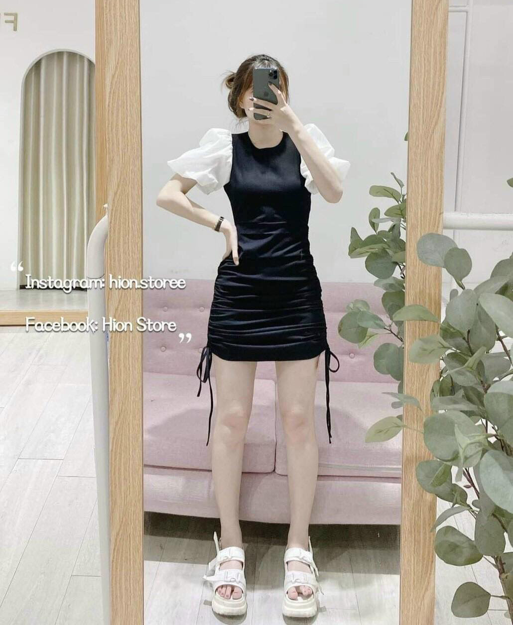 Đầm Váy Mùa Hè Body Rút Dây 2 Bên Tay Phồng Siêu Xinh