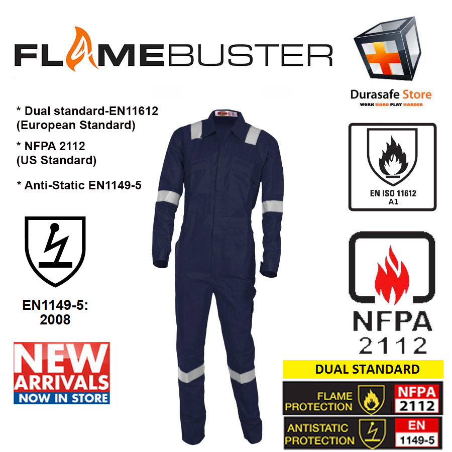 Bộ áo liền quần bảo hộ chống cháy FLAMEBUSTER FR 100% cotton Zip Màu Xanh Navy Size EU 46 - 52 (XS-L)
