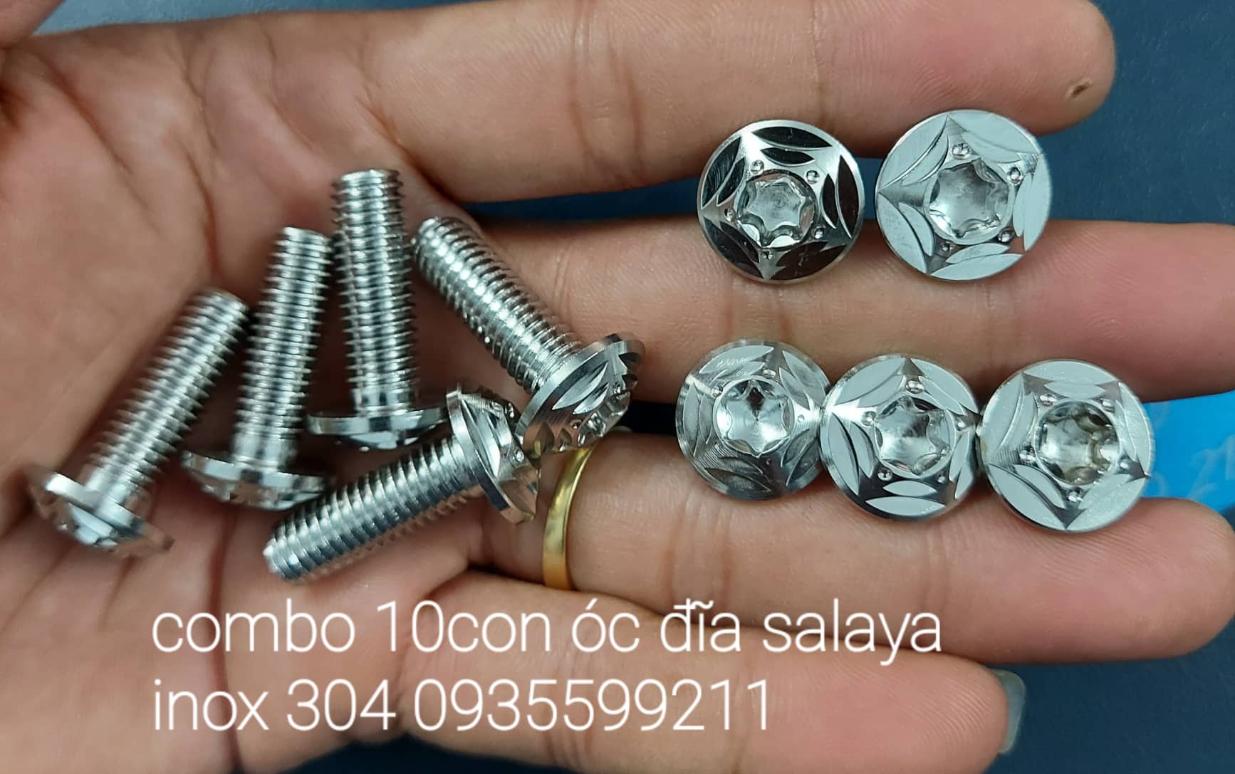 Combo 10 con óc đĩa salaya inox 304 ngôi sao 8ly25