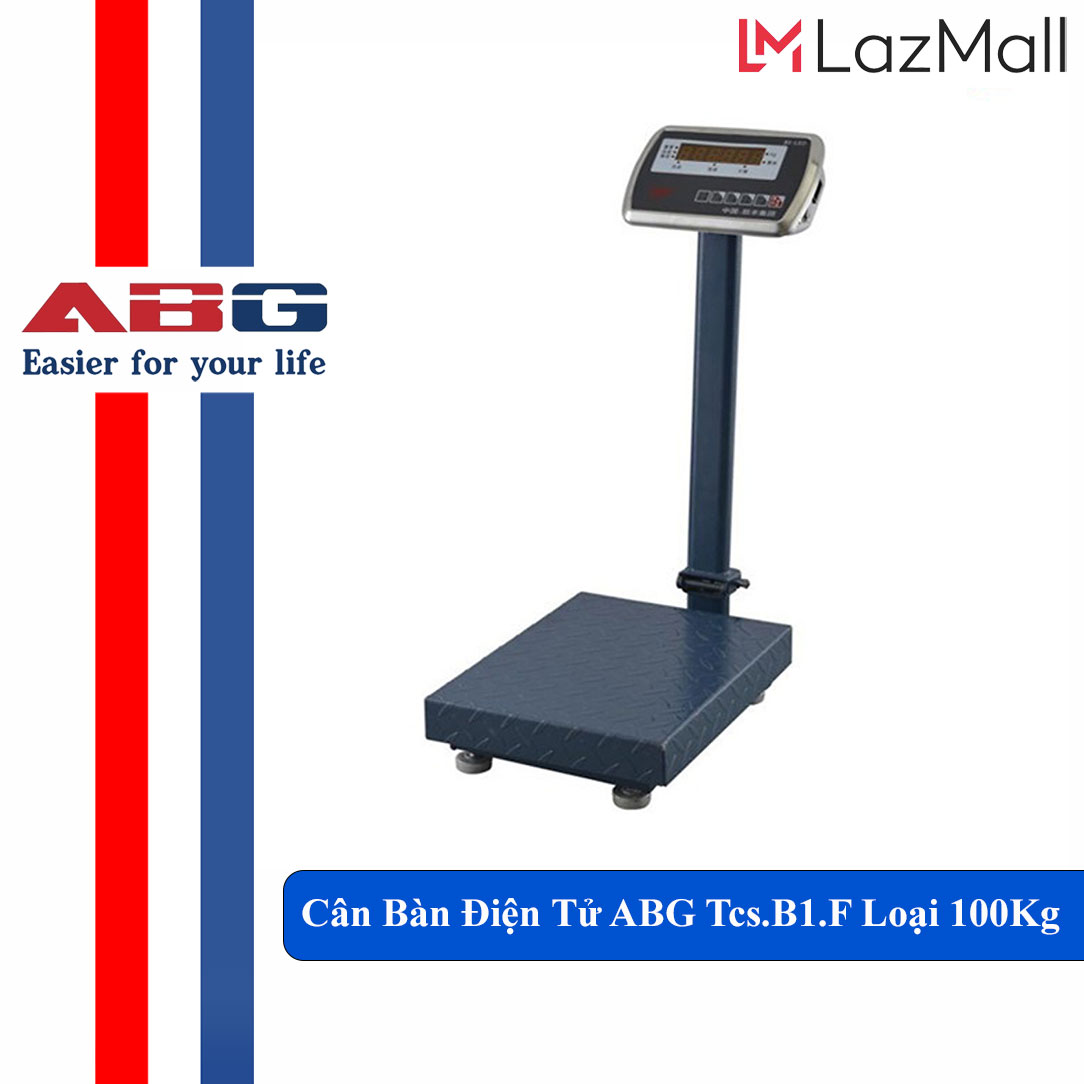 Cân Bàn Điện Tử Công Nghiệp ABG Tcs.B1.F (Loại 100Kg) Mặt Bàn 30 x 40 cm , Khung Thép Không Rỉ, Đầu Cân Bằng Inox, Nắp Chống Bụi Cho Cảm Biến Tải Trọng