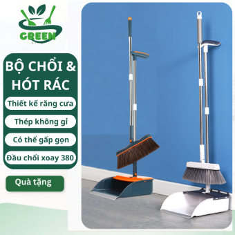 Chổi quét nhà thông minh 2in1kèm hót rác cán dài giúp phân loại tiện dụng, có thể xoay 360 độ chất liệu nhựa cao cấp