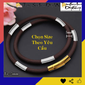 Dây chuyền dù thái màu nâu 5mm khóa vàng bọc khoen inox màu trắng vô cùng sang trọng và đẳng cấp