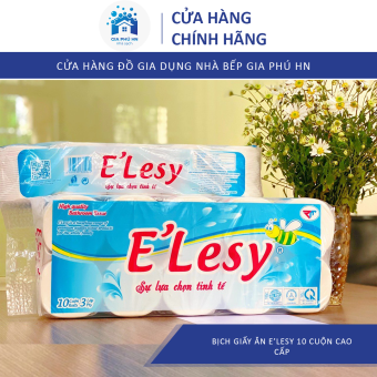 Giấy Vệ Sinh E'lesy Bịch 10 Cuộn Cao Cấp 3 Lớp, Mềm Mịn, Siêu Dai, Dày Dặn ( 1.5 kg )