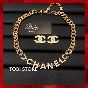 Vòng cổ choker thương hiệu CC chữ trắng ôm sát cổ VCH56