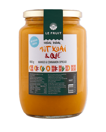 Mứt Xoài và Quế - (không đường) từ trái cây tươi Le Fruit 0.8kg