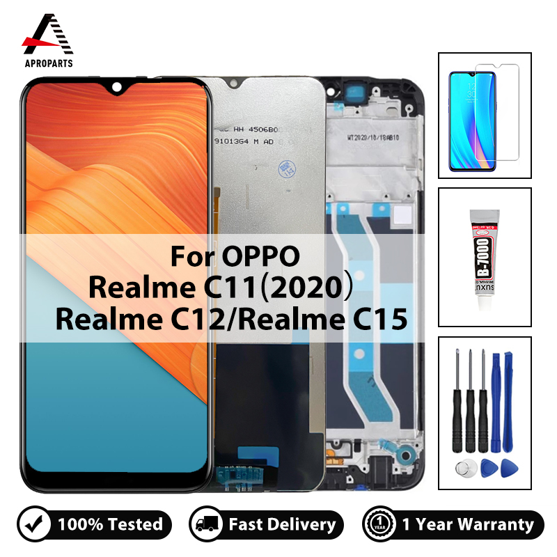 Bộ lắp ráp cảm ứng số hóa màn hình hiển thị lcd cho oppo realme c11 rmx2185/c12 rmx2189 đã thử nghiệm 100% cho realme c15 rmx2180 với khung thay thế bằng công cụ miễn phí