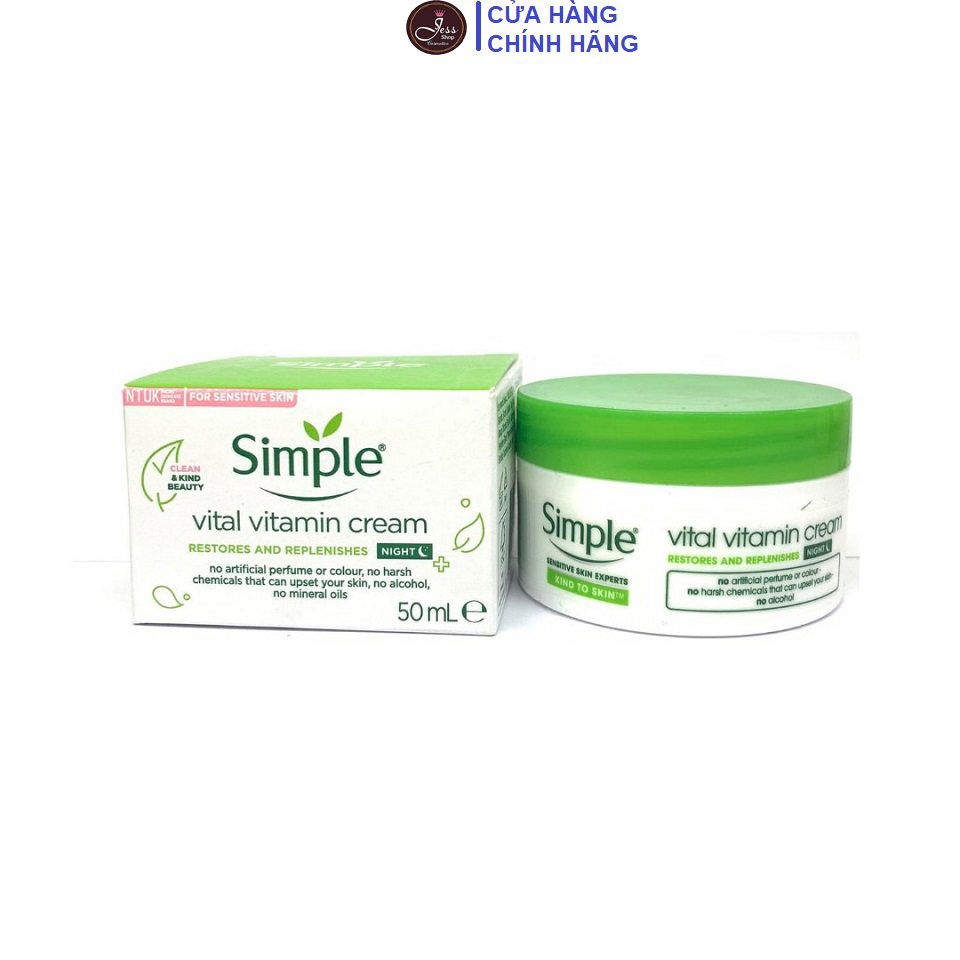 Kem Dưỡng Ẩm Simple Kind To Skin Vital Vitamin Night Cream 50ml