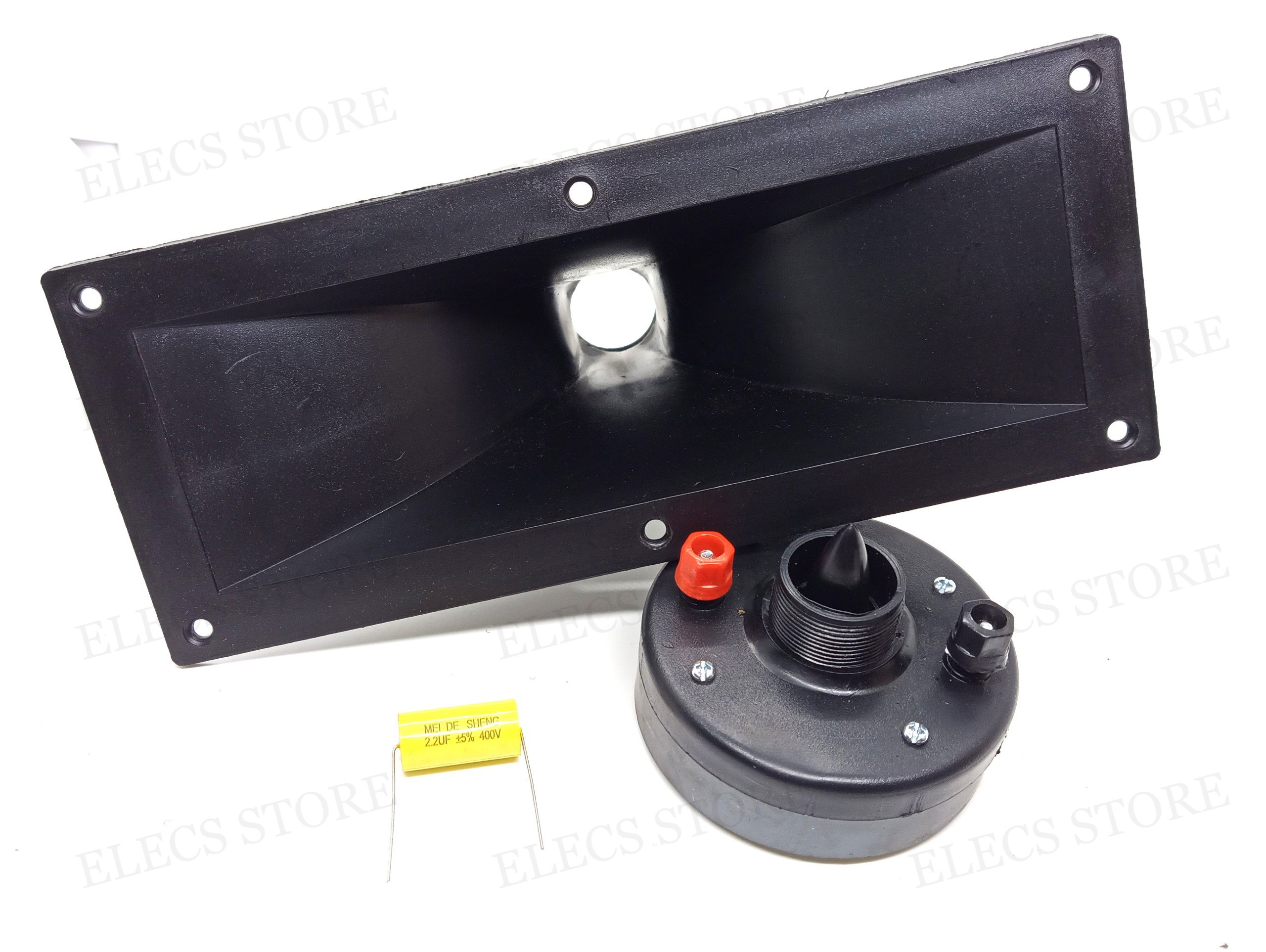 Loa treble kèn 350 + họng kèn 28cm x 11cm + tụ loa treble 2.2uf