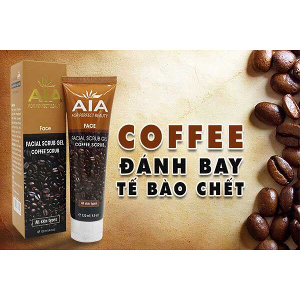 Gel tẩy tế bào chết cho da mặt aia 120ml tinh chất cafe