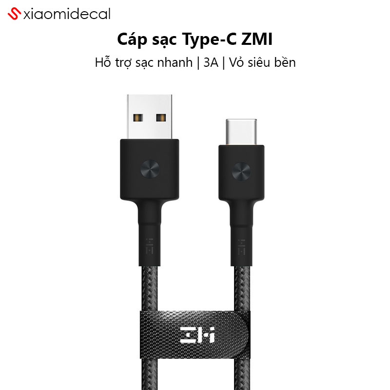 Cáp type - c zmi 1m bọc sợi kevlar siêu bền