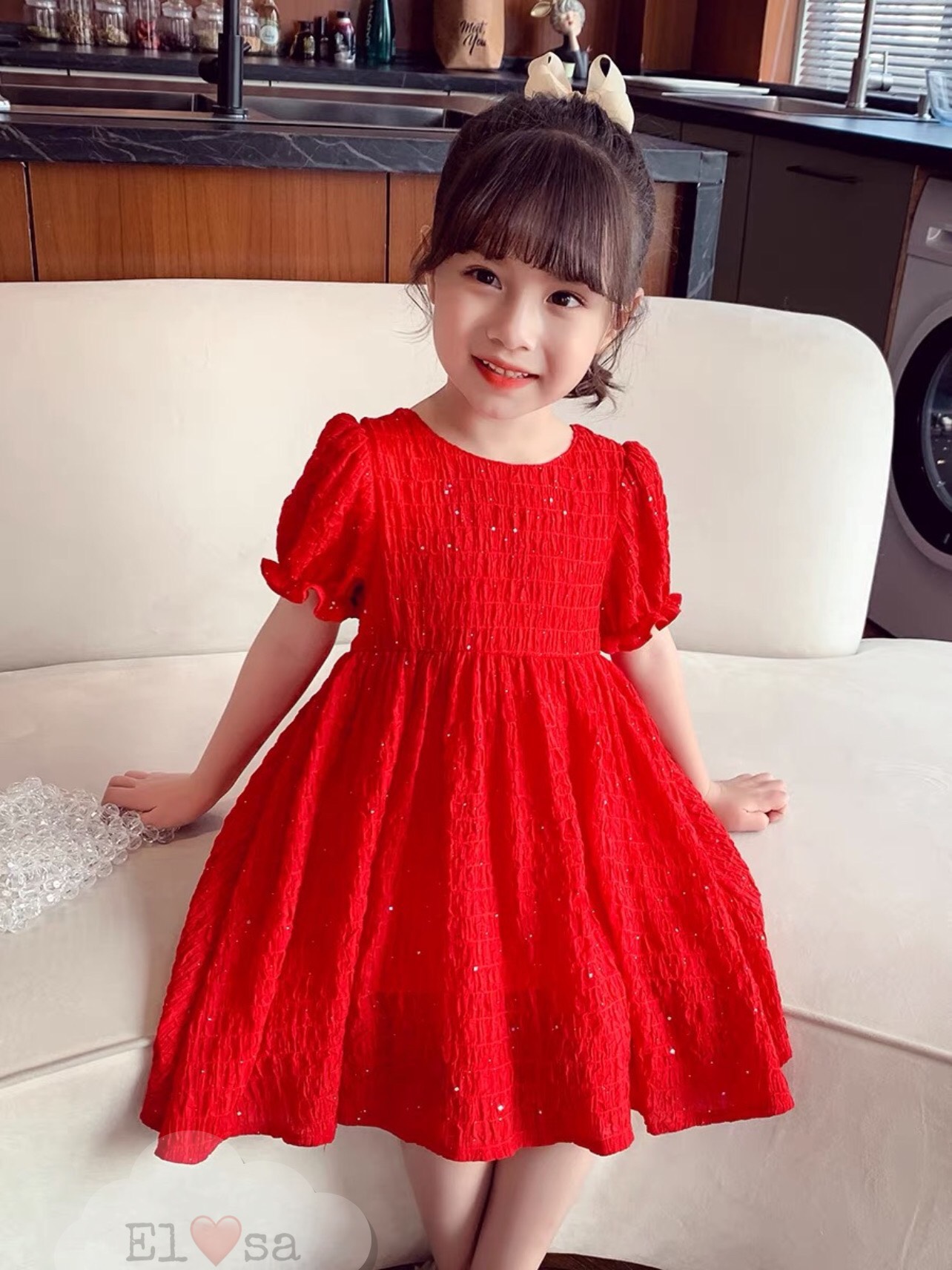 Đầm bé gái mùa hè 8kg đến 24kg siêu xinh - Đầm bé gái thiết kế bánh bèo tym lưng tạo điểm nhấn nổi bật cho bé