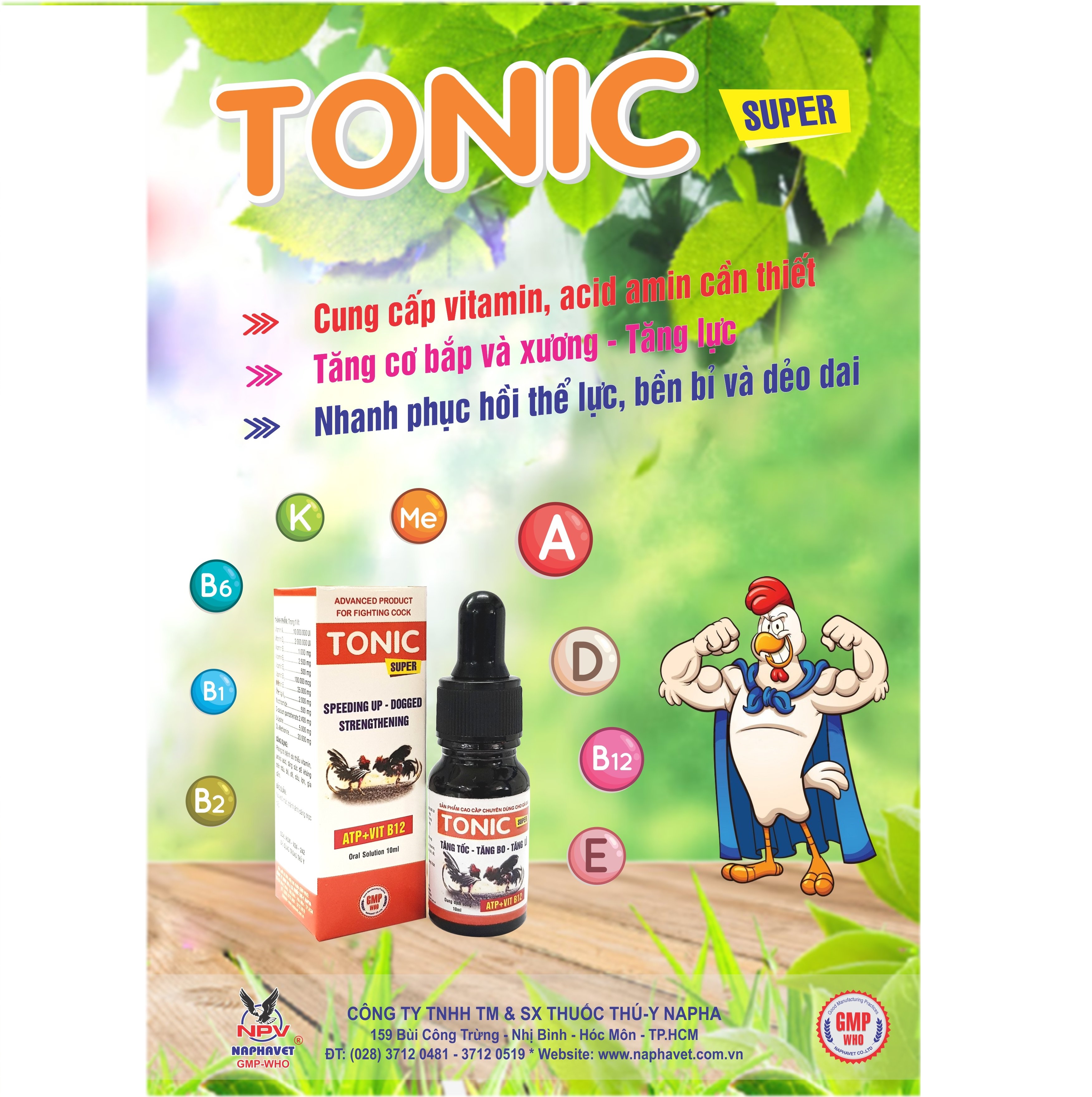Tonic super 10ml - sản phẩm tăng lực cao cấp cho gà đá, tăng tốc - tăng bo - tăng lì