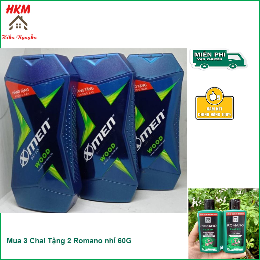 Combo 3 chai dầu gội xmen 150g hkm hiền nguyễn tặng 2 chai romano 60g