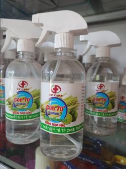 Cồn 70 độ (ETHANOL) sát trùng diệt khuẩn, hương chanh sả có vòi xịt 500ml