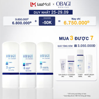 Bộ 7 món trị nám chuyên sâu (5 Full size + 2 Small size): Kem làm sáng da Obagi Nu-Derm Clear Fx 57g + Kem dưỡng làm trắng da mờ nám Obagi Nu-Derm Blend Fx 57g + Lotion tẩy da chết cho da khô Obagi Nu-Derm Exfoderm