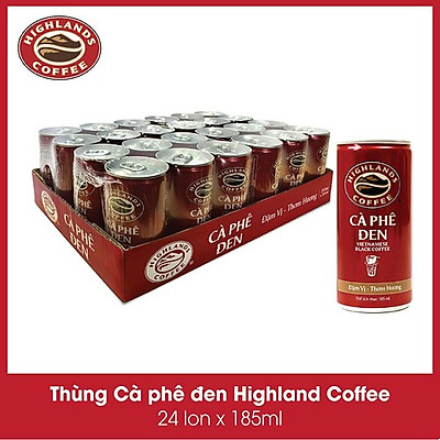 Thùng 24 Lon Cà Phê Đen Highlands Coffee 185ml lon