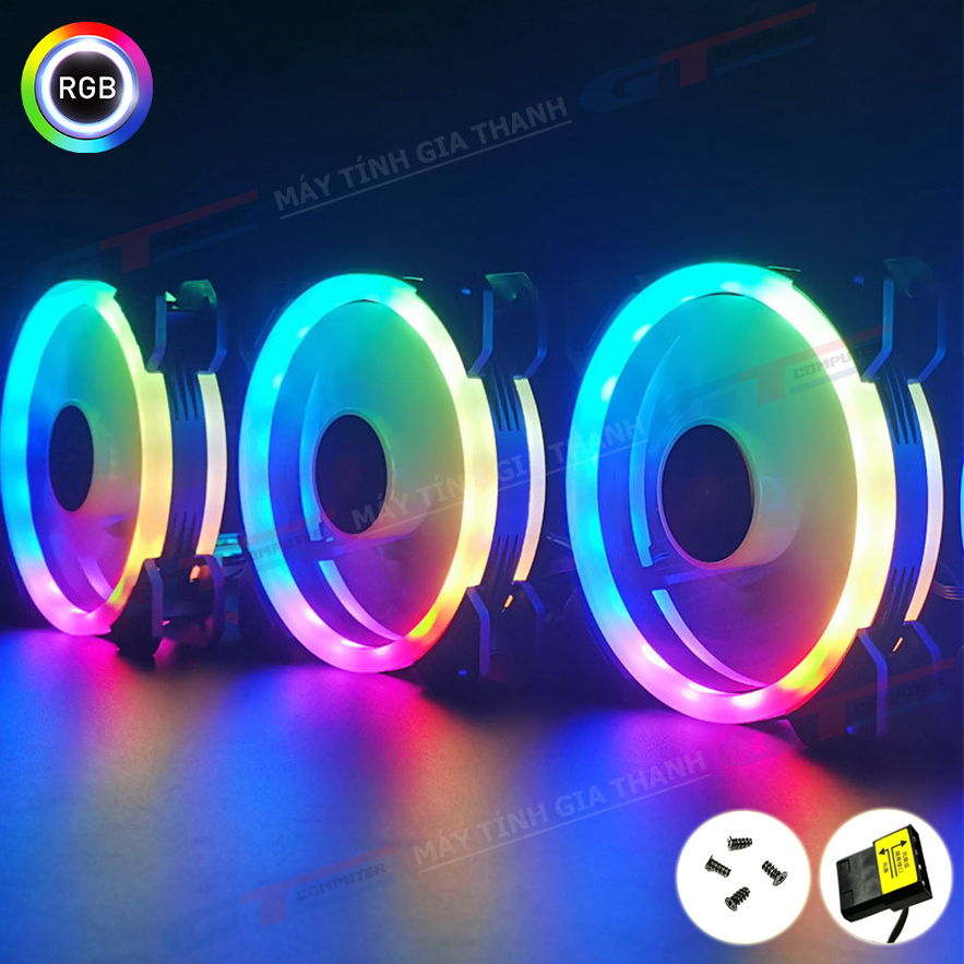 Quạt tản nhiệt, fan case coolmoon k2 led auto rgb - sử dụng nguồn 4pin