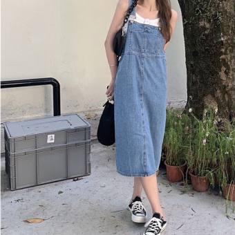 Váy yếm jean phong cách, váy yếm jean hai màu đen xanh_y2