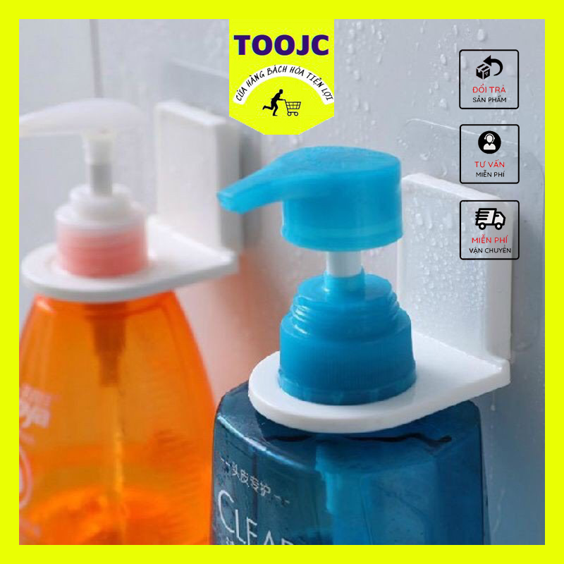 Giá móc treo cổ chai lọ nước rửa tay dầu gội đầu sữa tắm xà phòng dán tường siêu chắc