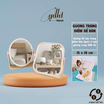 Gương trang điểm lúa mạch để bàn decor phòng ngủ, Gương 2 mặt trang điểm xoay 360 độ, Gương để bàn(GLM02) Gia dụng Huy Tuấn Hà Nội