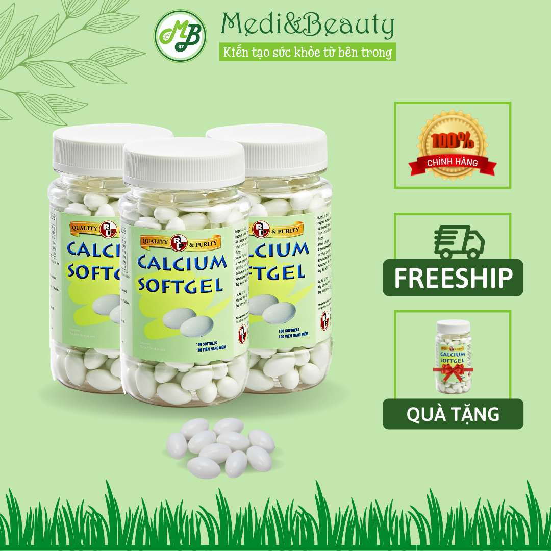 COMBO 3 chai canxi vitamin D3 ngừa loãng xương nhức xương - Calcium SoftGel - TẶNG 1 chai 100 viên